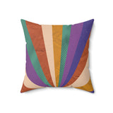 Retro Sun Rays: Faux Suede Pillow