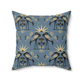 Blue Nile Collection: Nile Heron Throw Pillow, Modern Diasporic Art Decorative Cushion, Sophisticated Geometric Nature Patterned Home Decor