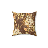Floral Frog Throw Pillow, Artistic Botanical Accent Cushion, Earth Tone Nature Decor for Sophisticated Living Spaces