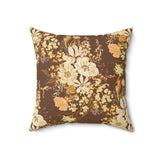 Floral Frog Throw Pillow, Artistic Botanical Accent Cushion, Earth Tone Nature Decor for Sophisticated Living Spaces