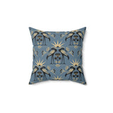 Blue Nile Collection: Nile Heron Throw Pillow, Modern Diasporic Art Decorative Cushion, Sophisticated Geometric Nature Patterned Home Decor