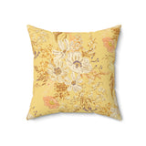 Floral Frog Throw Pillow, Artistic Botanical Accent Cushion, Earth Tone Nature Decor for Sophisticated Living Spaces