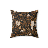 Heirloom Okra Boho Floral Throw Pillow, Moody Botanical Cushion Cover, Dark Academia Earth Tone Decor for Living Room or Bedroom