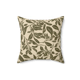 Olive Leaf Throw Pillow Cover, Modern Botanical Decor, Sophisticated Earth Tone Accent Cushion
