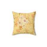 Floral Frog Throw Pillow, Artistic Botanical Accent Cushion, Earth Tone Nature Decor for Sophisticated Living Spaces