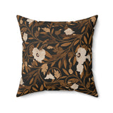 Heirloom Okra Boho Floral Throw Pillow, Moody Botanical Cushion Cover, Dark Academia Earth Tone Decor for Living Room or Bedroom