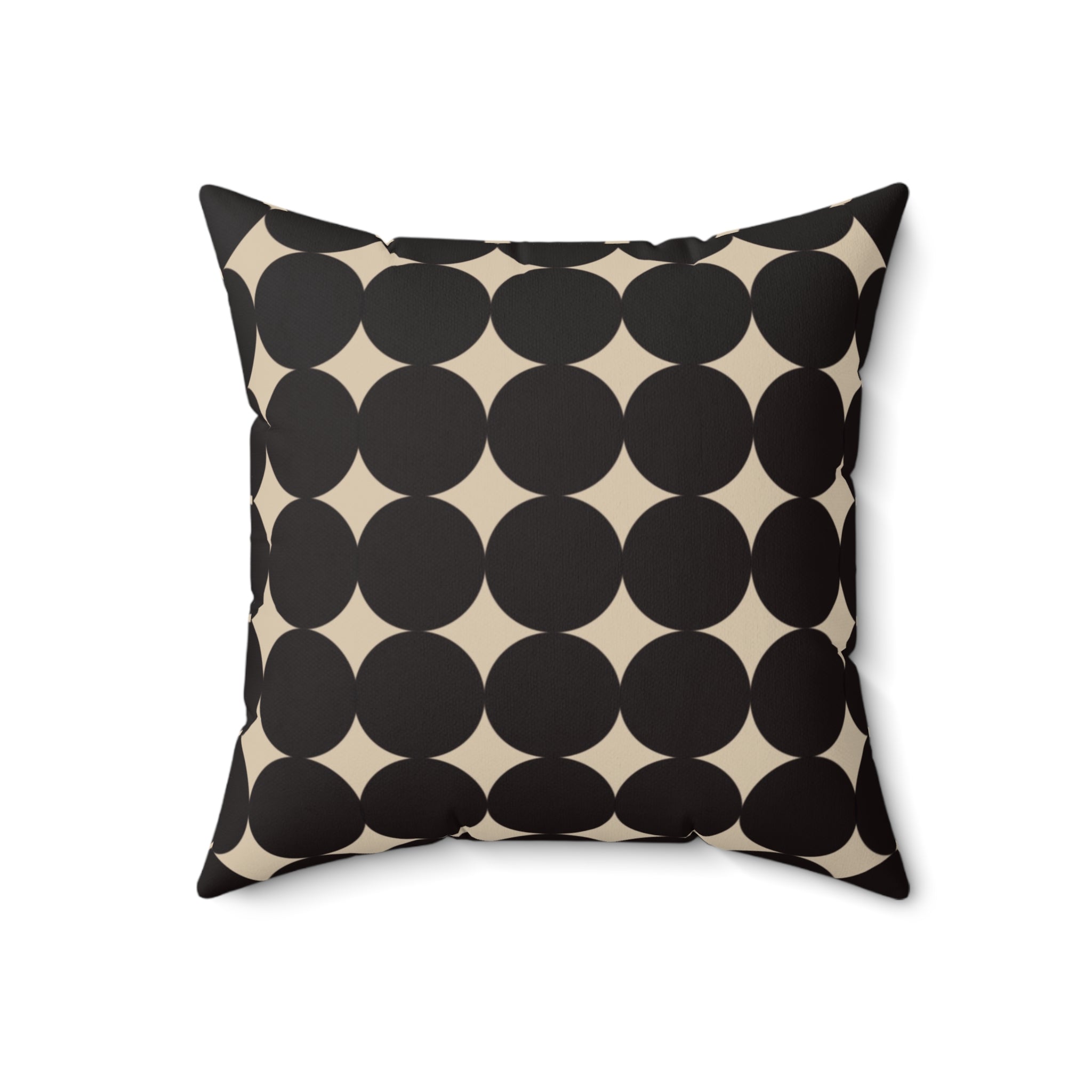 Modern Abstract Black and Cream Dotted Decorative Pillow