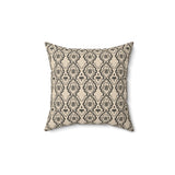 Modern Diasporic Design Geometric Throw Pillow, Moroccan Tile Pattern Decorative Cushion for Living Room, Elegant Black and Beige Home Decor Accent