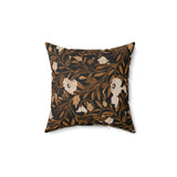 Heirloom Okra Boho Floral Throw Pillow, Moody Botanical Cushion Cover, Dark Academia Earth Tone Decor for Living Room or Bedroom