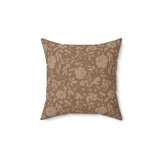 Heirloom Okra Boho Floral Throw Pillow, Modern Minimalist Flower Pattern Cushion Cover, Earthy Brown Botanical Decor for Living Room or Bedroom