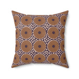 Boho Geometric Throw Pillow, Modern Abstract Circle Pattern Decor, Earthy Terracotta and Dark Green Accent Cushion for Living Room
