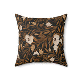 Heirloom Okra Boho Floral Throw Pillow, Moody Botanical Cushion Cover, Dark Academia Earth Tone Decor for Living Room or Bedroom