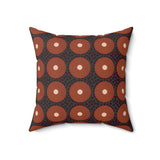 Boho Geometric Throw Pillow, Modern Abstract Circle Pattern Decor, Earthy Terracotta and Dark Green Accent Cushion for Living Room