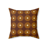Boho Geometric Throw Pillow, Modern Abstract Circle Pattern Decor, Earthy Terracotta and Dark Green Accent Cushion for Living Room