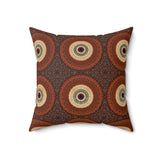 Tropical Botanical Decorative Cushion, Mustard and Teal Geometric Accent Pillow for Living Room or Bedroom Decor