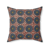 Boho Geometric Throw Pillow, Modern Abstract Circle Pattern Decor, Earthy Terracotta and Dark Green Accent Cushion for Living Room