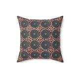 Boho Geometric Throw Pillow, Modern Abstract Circle Pattern Decor, Earthy Terracotta and Dark Green Accent Cushion for Living Room