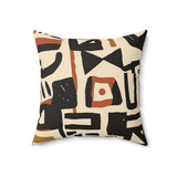 Abstract Geometric Throw Pillow, Mid Century Modern Cream and Black Decorative Cushion, Boho Living Room Accent Piece