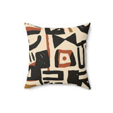 Abstract Geometric Throw Pillow, Mid Century Modern Cream and Black Decorative Cushion, Boho Living Room Accent Piece