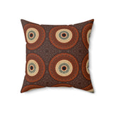 Tropical Botanical Decorative Cushion, Mustard and Teal Geometric Accent Pillow for Living Room or Bedroom Decor