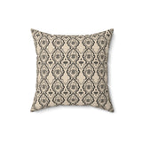Modern Diasporic Design Geometric Throw Pillow, Moroccan Tile Pattern Decorative Cushion for Living Room, Elegant Black and Beige Home Decor Accent