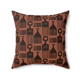 Afro Pick Pattern Throw Pillow, Modern Diasporic Home Decor, Artistic African Comb Print Cushion