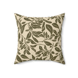 Olive Leaf Throw Pillow Cover, Modern Botanical Decor, Sophisticated Earth Tone Accent Cushion