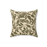 Olive Leaf Throw Pillow Cover, Modern Botanical Decor, Sophisticated Earth Tone Accent Cushion