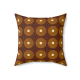 Boho Geometric Throw Pillow, Modern Abstract Circle Pattern Decor, Earthy Terracotta and Dark Green Accent Cushion for Living Room