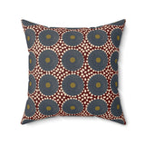 Boho Geometric Throw Pillow, Modern Abstract Circle Pattern Decor, Earthy Terracotta and Dark Green Accent Cushion for Living Room