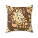 Floral Frog Throw Pillow, Artistic Botanical Accent Cushion, Earth Tone Nature Decor for Sophisticated Living Spaces