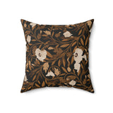 Heirloom Okra Boho Floral Throw Pillow, Moody Botanical Cushion Cover, Dark Academia Earth Tone Decor for Living Room or Bedroom