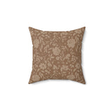 Heirloom Okra Boho Floral Throw Pillow, Modern Minimalist Flower Pattern Cushion Cover, Earthy Brown Botanical Decor for Living Room or Bedroom