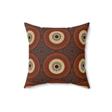 Tropical Botanical Decorative Cushion, Mustard and Teal Geometric Accent Pillow for Living Room or Bedroom Decor
