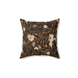 Heirloom Okra Boho Floral Throw Pillow, Moody Botanical Cushion Cover, Dark Academia Earth Tone Decor for Living Room or Bedroom
