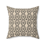 Modern Diasporic Design Geometric Throw Pillow, Moroccan Tile Pattern Decorative Cushion for Living Room, Elegant Black and Beige Home Decor Accent