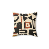 Abstract Geometric Throw Pillow, Mid Century Modern Cream and Black Decorative Cushion, Boho Living Room Accent Piece