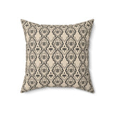 Modern Diasporic Design Geometric Throw Pillow, Moroccan Tile Pattern Decorative Cushion for Living Room, Elegant Black and Beige Home Decor Accent