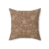 Heirloom Okra Boho Floral Throw Pillow, Modern Minimalist Flower Pattern Cushion Cover, Earthy Brown Botanical Decor for Living Room or Bedroom